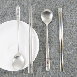 韩国原产DM.KOREA 不锈钢筷子餐勺套装4件套