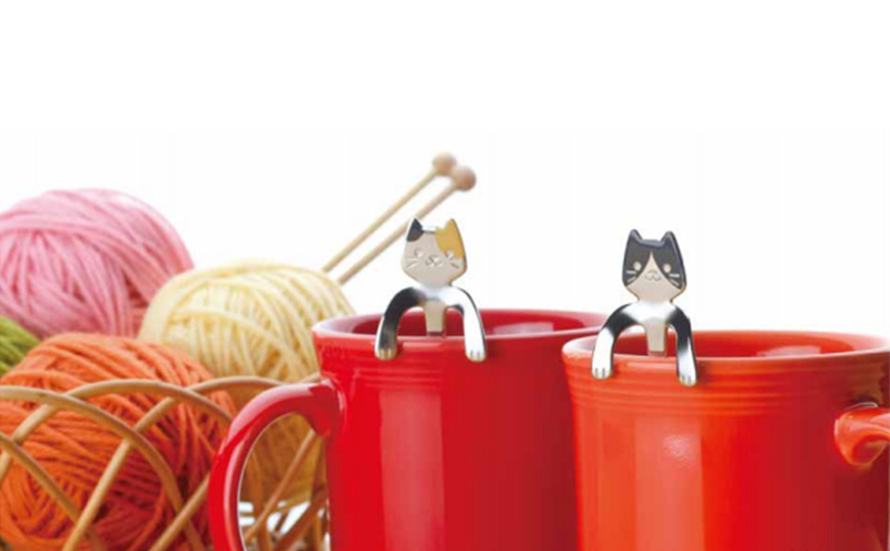 日本原产elfin 高桑金属不锈钢咖啡勺搅拌勺肥猫 黑色