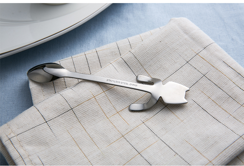 日本原产elfin 高桑金属不锈钢咖啡勺搅拌勺肥猫 黑色