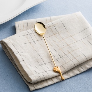 日本原产elfin不锈钢镀金咖啡勺小鹿117mm