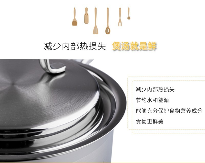 韩国原产QUEEN SENSE不锈钢锅汤锅煮锅NEWKISS系列20CM 银色