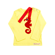 意大利Mamma No海马自带奶嘴绳棉质婴儿长袖T恤宝宝t恤