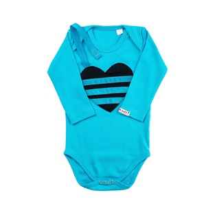 意大利Mamma No爱心奶嘴绳棉质婴儿长袖连体衣宝宝连体衣