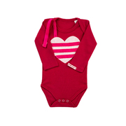 意大利Mamma No手工爱心贴画带奶嘴绳棉质婴儿长袖连体衣