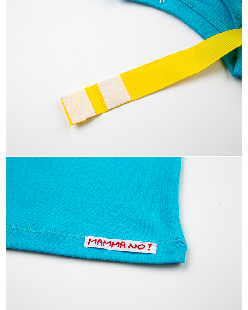 意大利Mamma No鲸鱼自带奶嘴绳棉质婴儿长袖T恤宝宝t恤 浅蓝 S