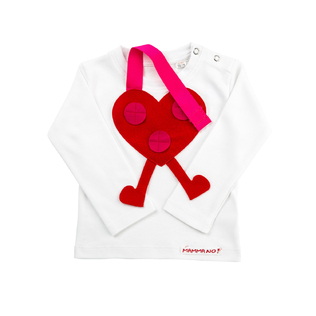 意大利Mamma No心形奶嘴绳棉质婴儿长袖T恤宝宝t恤