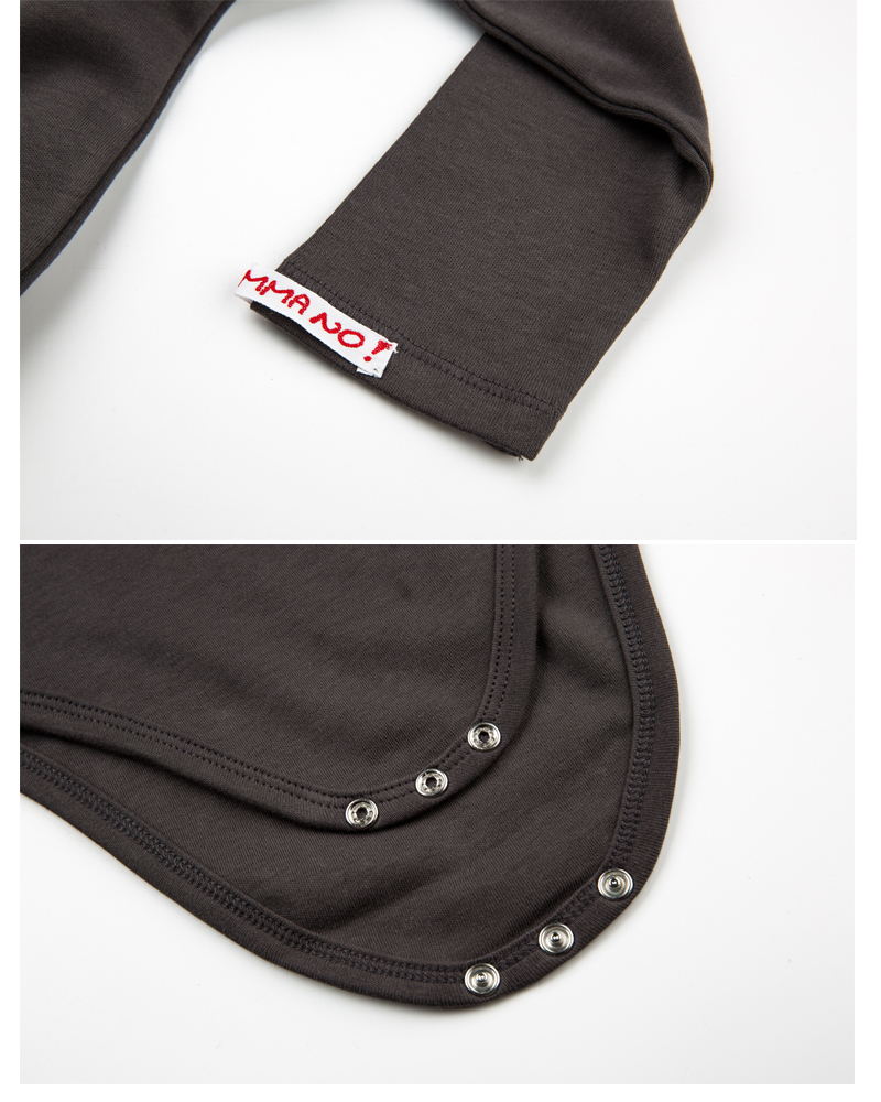 意大利Mamma No爱心带奶嘴绳棉质婴儿长袖宝宝连体衣 深灰 XS