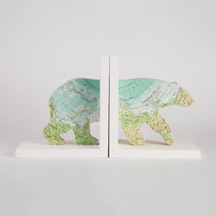 英国原产bombus手工实木北极熊形书立书档工艺品摆件1个