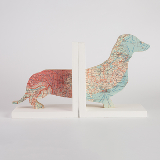 英国原产bombus手工实木香肠狗形书立书档工艺品摆件1个