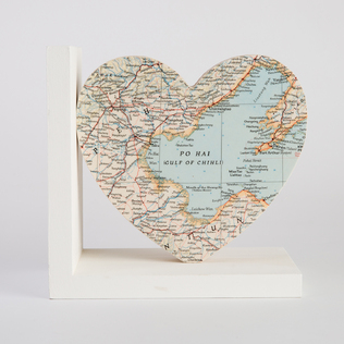 英国原产bombus手工实木心形书立书档工艺品摆件1个