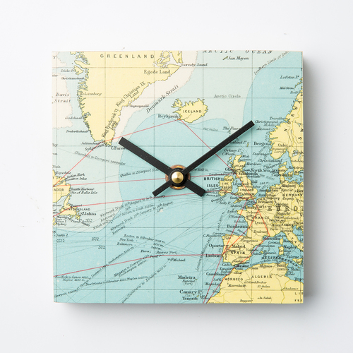 英国原产bombus木质城市地图主题家居装饰钟表挂钟时钟