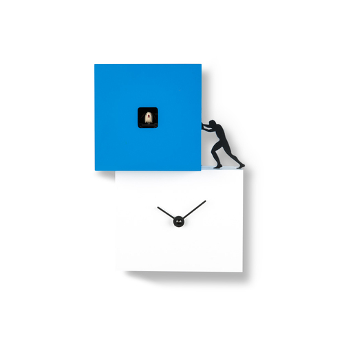 意大利原产Progetti STRONG CUCU1蓝白推块创意钟表挂钟 蓝色