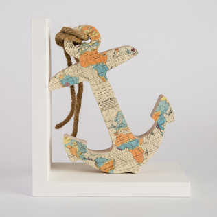 英国原产bombus手工雕刻船锚形书立书档工艺品摆件1个