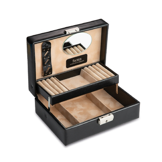 德国原产SACHER柔软皮革黑色新古典首饰收纳盒整理盒储物盒